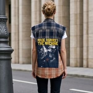 RAGE AGAINST THE MACHINE CUSTUM PATCHED FLANNEL SM-XL